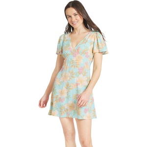 image:imageBillabong Womens Relaxed Fit Short Sleeve Casual Flattering VNeck Mini DressCoastal Blue