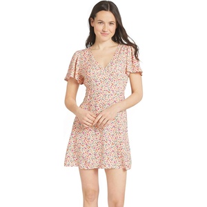 image:imageBillabong Womens Relaxed Fit Short Sleeve Casual Flattering VNeck Mini DressWhite Cap