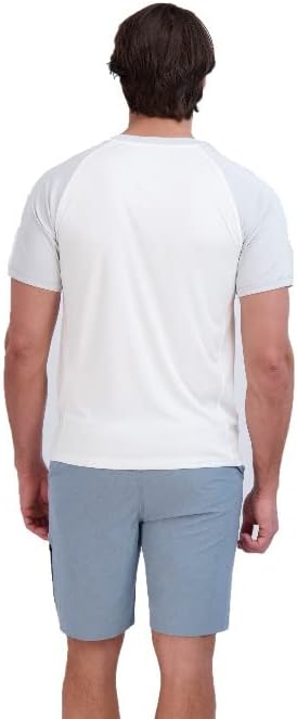 imageEddie Bauer Mens Short Sleeve Colorblock Rashguard Shirt  UPF 40 Sun Protection  Tailored for Outdoor PursuitsCement