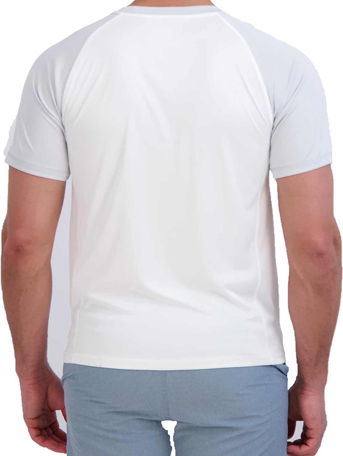 imageEddie Bauer Mens Short Sleeve Colorblock Rashguard Shirt  UPF 40 Sun Protection  Tailored for Outdoor PursuitsCement