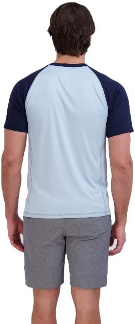 imageEddie Bauer Mens Short Sleeve Colorblock Rashguard Shirt  UPF 40 Sun Protection  Tailored for Outdoor PursuitsSlate Blue