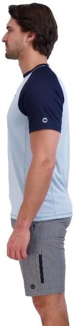 imageEddie Bauer Mens Short Sleeve Colorblock Rashguard Shirt  UPF 40 Sun Protection  Tailored for Outdoor PursuitsSlate Blue