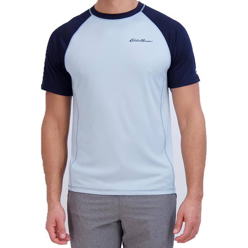 imageEddie Bauer Mens Short Sleeve Colorblock Rashguard Shirt  UPF 40 Sun Protection  Tailored for Outdoor PursuitsSlate Blue