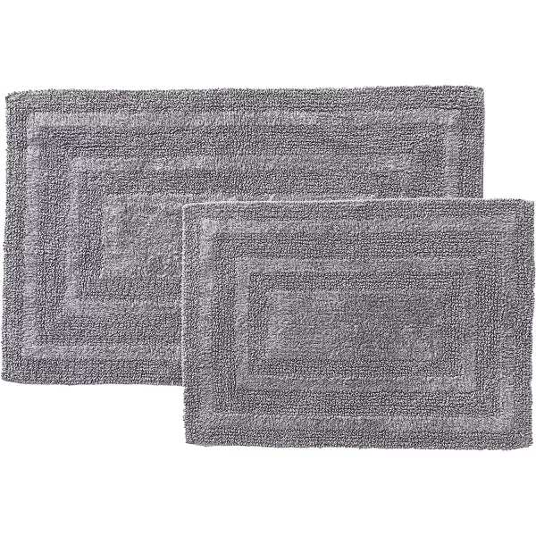 imageEddie Bauer  Bathroom Rug Runner Soft Tufted Cotton Bathroom Decor Super Absorbent amp Quick Dry Logan Light Grey 60 x 22Chrome Grey 2 Piece