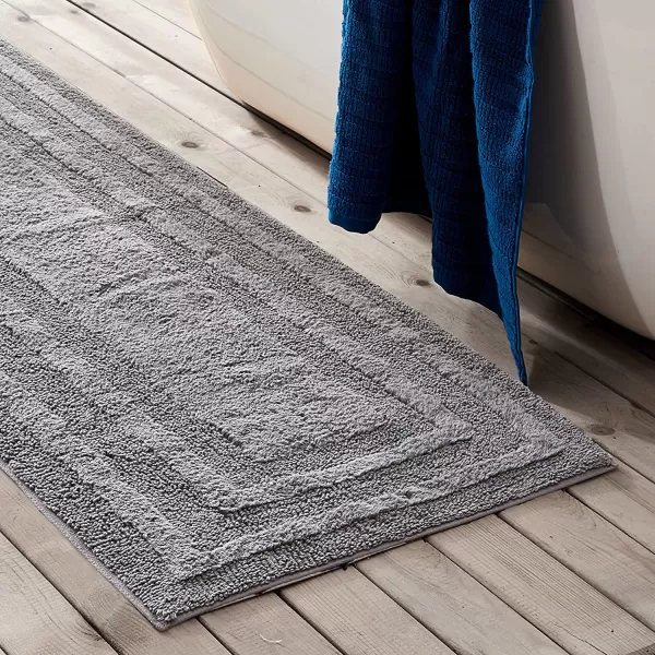 imageEddie Bauer  Bathroom Rug Runner Soft Tufted Cotton Bathroom Decor Super Absorbent amp Quick Dry Logan Light Grey 60 x 22Chrome Grey Runner