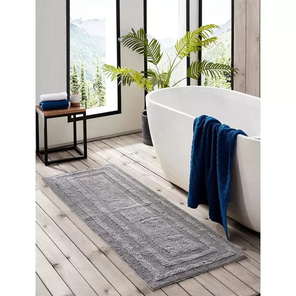 imageEddie Bauer  Bathroom Rug Runner Soft Tufted Cotton Bathroom Decor Super Absorbent amp Quick Dry Logan Light Grey 60 x 22Chrome Grey Runner