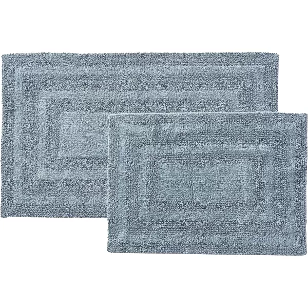 imageEddie Bauer  Bathroom Rug Runner Soft Tufted Cotton Bathroom Decor Super Absorbent amp Quick Dry Logan Light Grey 60 x 22Green 2 Piece