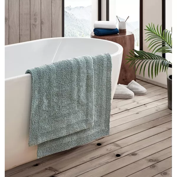 imageEddie Bauer  Bathroom Rug Runner Soft Tufted Cotton Bathroom Decor Super Absorbent amp Quick Dry Logan Light Grey 60 x 22Green 2 Piece