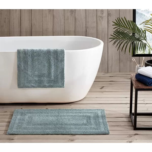 imageEddie Bauer  Bathroom Rug Runner Soft Tufted Cotton Bathroom Decor Super Absorbent amp Quick Dry Logan Light Grey 60 x 22Green 2 Piece