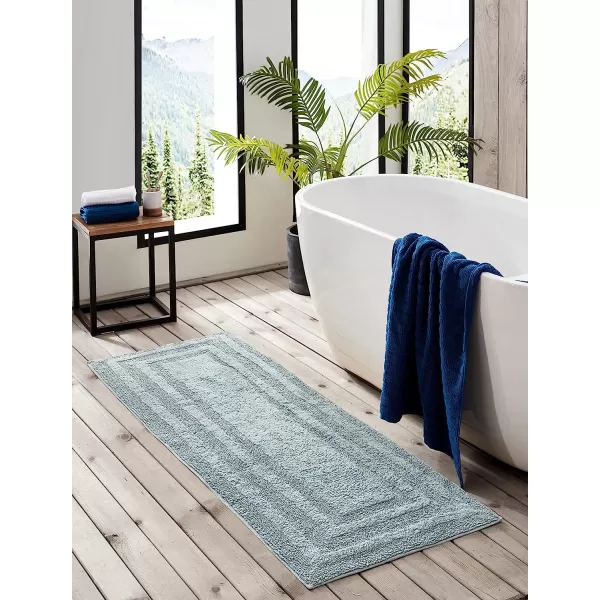 imageEddie Bauer  Bathroom Rug Runner Soft Tufted Cotton Bathroom Decor Super Absorbent amp Quick Dry Logan Light Grey 60 x 22Green Runner