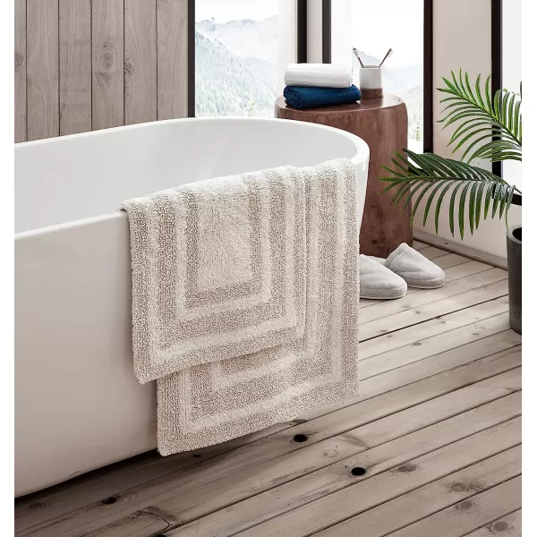 imageEddie Bauer  Bathroom Rug Runner Soft Tufted Cotton Bathroom Decor Super Absorbent amp Quick Dry Logan Light Grey 60 x 22Light Grey 2 Piece