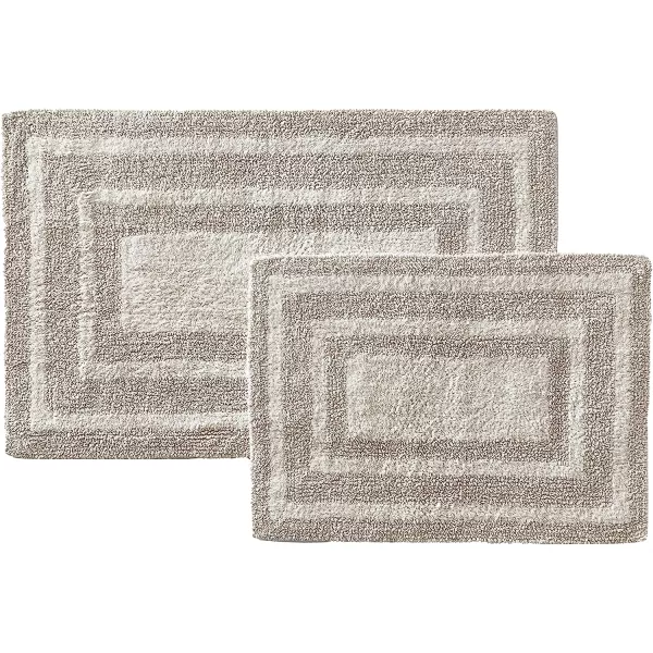 imageEddie Bauer  Bathroom Rug Runner Soft Tufted Cotton Bathroom Decor Super Absorbent amp Quick Dry Logan Light Grey 60 x 22Light Grey 2 Piece