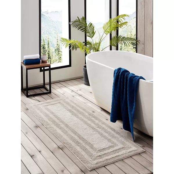 imageEddie Bauer  Bathroom Rug Runner Soft Tufted Cotton Bathroom Decor Super Absorbent amp Quick Dry Logan Light Grey 60 x 22Light Grey Runner