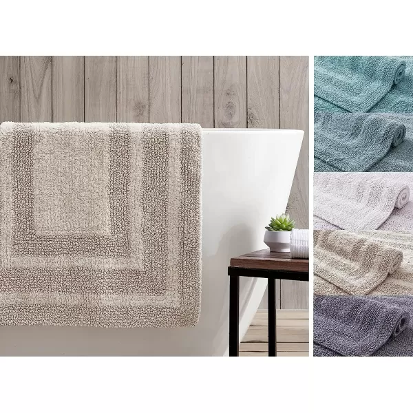 imageEddie Bauer  Bathroom Rug Runner Soft Tufted Cotton Bathroom Decor Super Absorbent amp Quick Dry Logan Light Grey 60 x 22Turquoise 2 Piece
