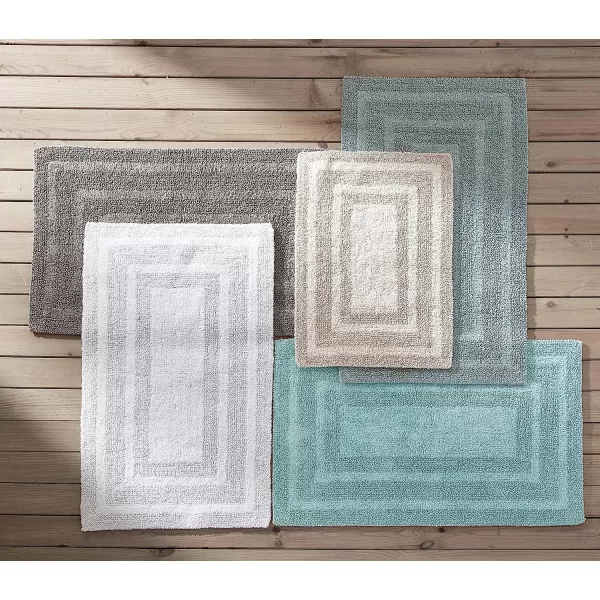 imageEddie Bauer  Bathroom Rug Runner Soft Tufted Cotton Bathroom Decor Super Absorbent amp Quick Dry Logan Light Grey 60 x 22Turquoise 2 Piece