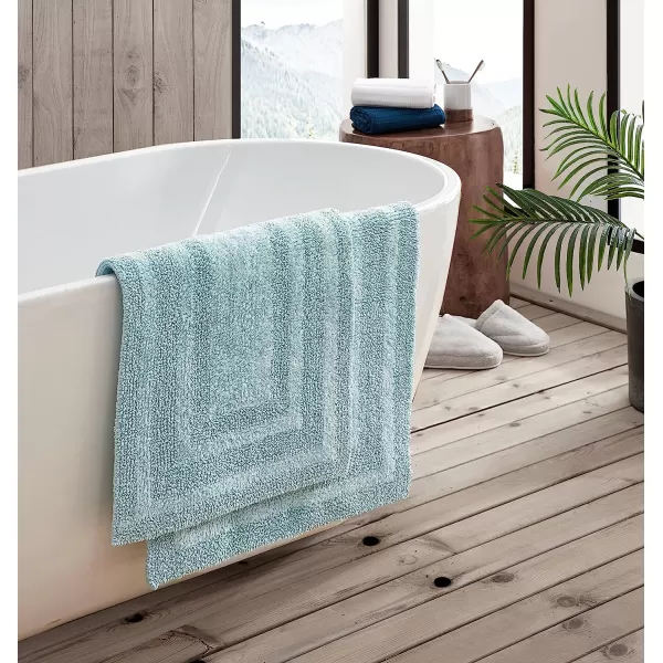 imageEddie Bauer  Bathroom Rug Runner Soft Tufted Cotton Bathroom Decor Super Absorbent amp Quick Dry Logan Light Grey 60 x 22Turquoise 2 Piece