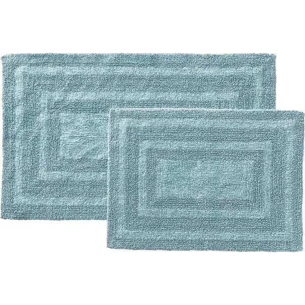 imageEddie Bauer  Bathroom Rug Runner Soft Tufted Cotton Bathroom Decor Super Absorbent amp Quick Dry Logan Light Grey 60 x 22Turquoise 2 Piece