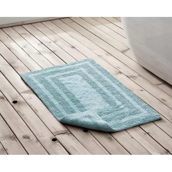 imageEddie Bauer  Bathroom Rug Runner Soft Tufted Cotton Bathroom Decor Super Absorbent amp Quick Dry Logan Light Grey 60 x 22Turquoise 2 Piece