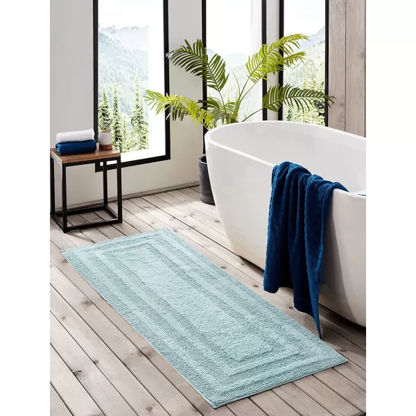imageEddie Bauer  Bathroom Rug Runner Soft Tufted Cotton Bathroom Decor Super Absorbent amp Quick Dry Logan Light Grey 60 x 22Turquoise Runner