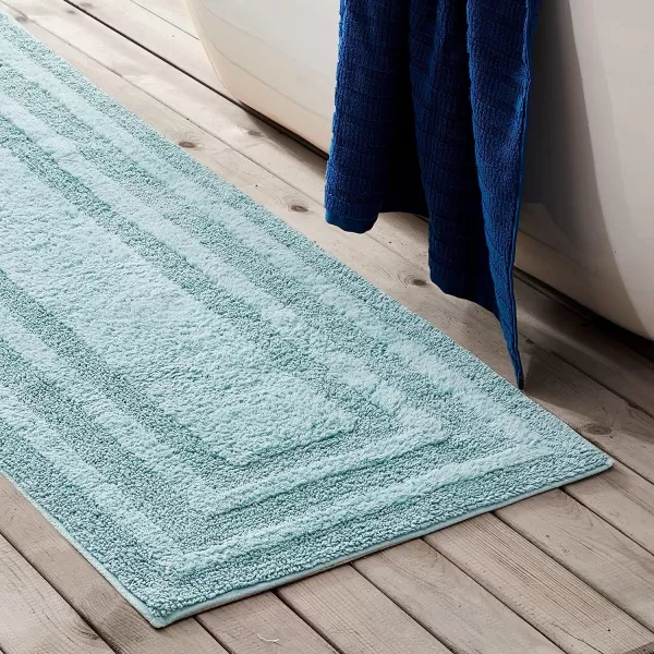 imageEddie Bauer  Bathroom Rug Runner Soft Tufted Cotton Bathroom Decor Super Absorbent amp Quick Dry Logan Light Grey 60 x 22Turquoise Runner