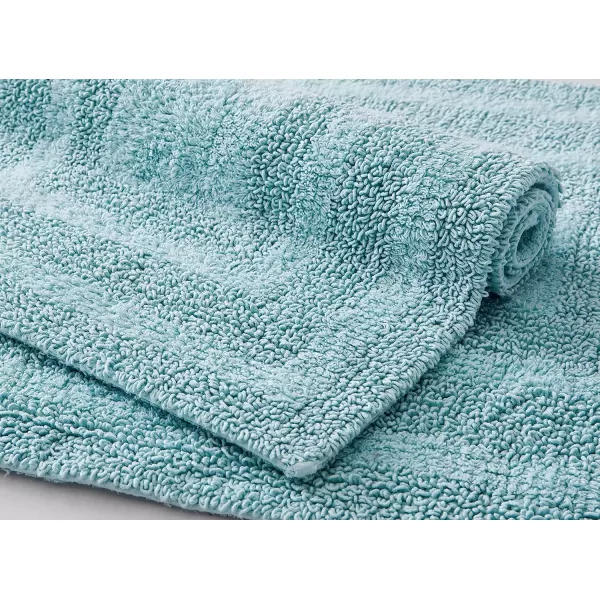 imageEddie Bauer  Bathroom Rug Runner Soft Tufted Cotton Bathroom Decor Super Absorbent amp Quick Dry Logan Light Grey 60 x 22Turquoise Runner