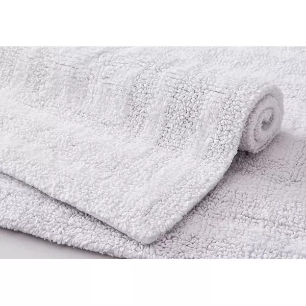 imageEddie Bauer  Bathroom Rug Runner Soft Tufted Cotton Bathroom Decor Super Absorbent amp Quick Dry Logan Light Grey 60 x 22White 2 Piece