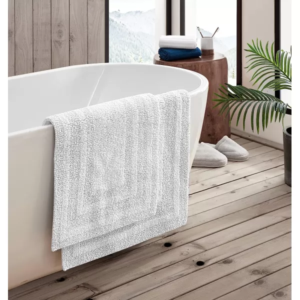 imageEddie Bauer  Bathroom Rug Runner Soft Tufted Cotton Bathroom Decor Super Absorbent amp Quick Dry Logan Light Grey 60 x 22White 2 Piece