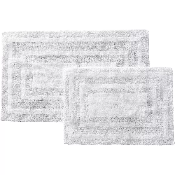 imageEddie Bauer  Bathroom Rug Runner Soft Tufted Cotton Bathroom Decor Super Absorbent amp Quick Dry Logan Light Grey 60 x 22White 2 Piece