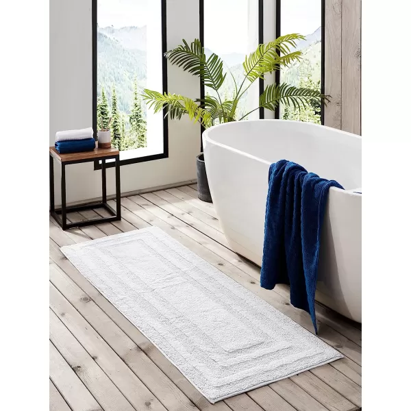 imageEddie Bauer  Bathroom Rug Runner Soft Tufted Cotton Bathroom Decor Super Absorbent amp Quick Dry Logan Light Grey 60 x 22White Runner
