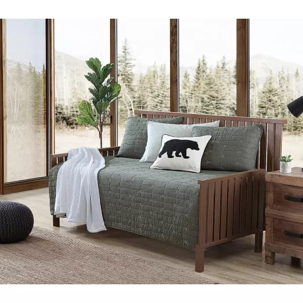 imageEddie Bauer  Daybed Set Reversible Cotton Bedding with Matching Shams amp Decorative Pillow Cover Lightweight Home Decor for All Seasons Troutdale Green DaybedDaybed