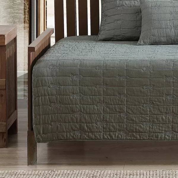 imageEddie Bauer  Daybed Set Reversible Cotton Bedding with Matching Shams amp Decorative Pillow Cover Lightweight Home Decor for All Seasons Troutdale Green DaybedDaybed