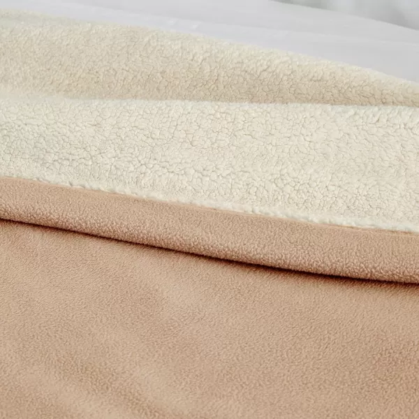 imageEddie Bauer  Full Heated Blanket Soft Fleece Electric Blanket with Sherpa Reverse Warm Bedding with LowVoltage Technology Grey FullKhaki
