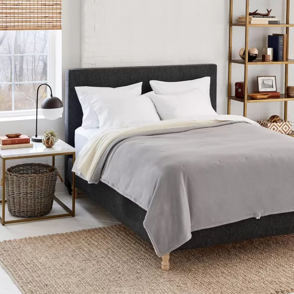 imageEddie Bauer  Full Heated Blanket Soft Fleece Electric Blanket with Sherpa Reverse Warm Bedding with LowVoltage Technology Grey FullKhaki