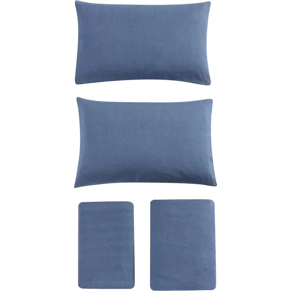 imageEddie Bauer  Full Sheets Cotton Flannel Bedding Set Brushed for Extra Softness Cozy Home Decor Ivory FullBlue