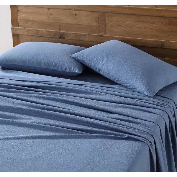 imageEddie Bauer  Full Sheets Cotton Flannel Bedding Set Brushed for Extra Softness Cozy Home Decor Ivory FullBlue