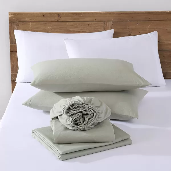 imageEddie Bauer  Full Sheets Cotton Flannel Bedding Set Brushed for Extra Softness Cozy Home Decor Ivory FullGreen