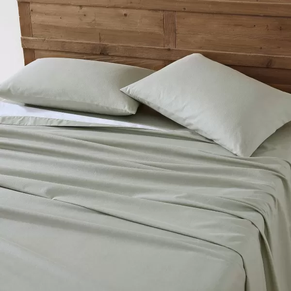 imageEddie Bauer  Full Sheets Cotton Flannel Bedding Set Brushed for Extra Softness Cozy Home Decor Ivory FullGreen