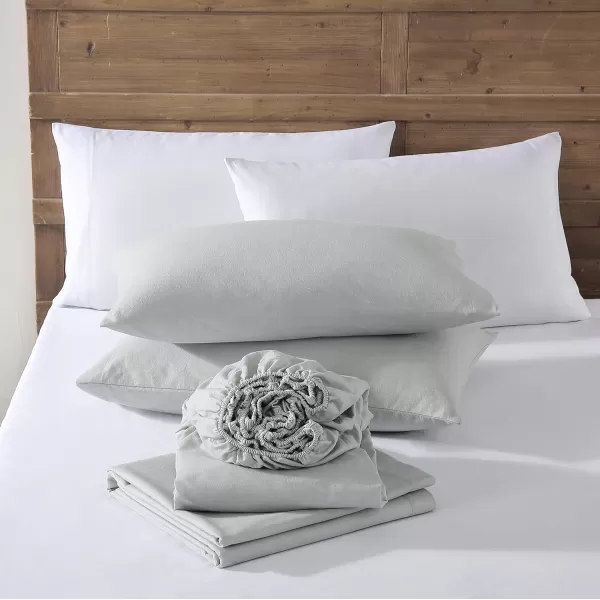 imageEddie Bauer  Full Sheets Cotton Flannel Bedding Set Brushed for Extra Softness Cozy Home Decor Ivory FullGrey