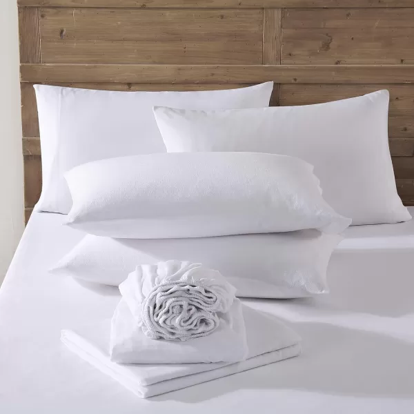 imageEddie Bauer  Full Sheets Cotton Flannel Bedding Set Brushed for Extra Softness Cozy Home Decor Ivory FullWhite