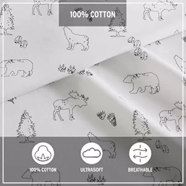 imageEddie Bauer  Full Sheets Cotton Percale Bedding Set Crisp amp Cool Home Decor Eddies Oar Blue FullFull Animal Tracks WhiteBlack