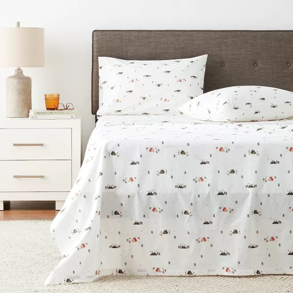 imageEddie Bauer  Full Sheets Cotton Percale Bedding Set Crisp amp Cool Home Decor Eddies Oar Blue FullFull Cascade Camping WhiteGreenOrange