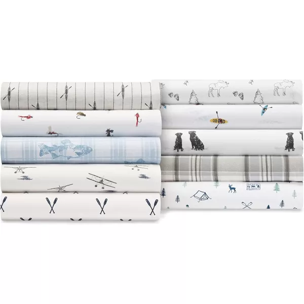 imageEddie Bauer  Full Sheets Cotton Percale Bedding Set Crisp amp Cool Home Decor Eddies Oar Blue FullFull Cascade Camping WhiteGreenOrange