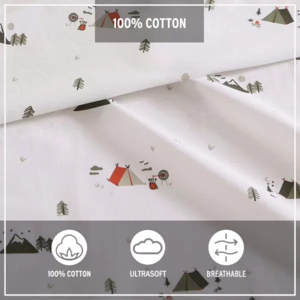 imageEddie Bauer  Full Sheets Cotton Percale Bedding Set Crisp amp Cool Home Decor Eddies Oar Blue FullFull Cascade Camping WhiteGreenOrange