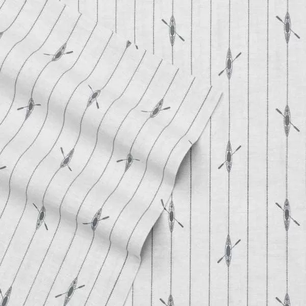 imageEddie Bauer  Full Sheets Cotton Percale Bedding Set Crisp amp Cool Home Decor Eddies Oar Blue FullFull Downstream Light GreyGrey