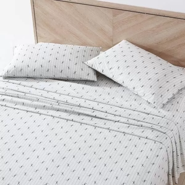 imageEddie Bauer  Full Sheets Cotton Percale Bedding Set Crisp amp Cool Home Decor Eddies Oar Blue FullFull Downstream Light GreyGrey