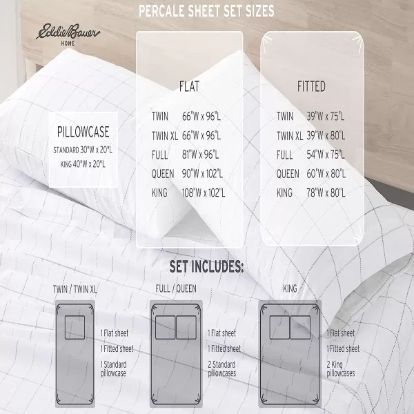 imageEddie Bauer  Full Sheets Cotton Percale Bedding Set Crisp amp Cool Home Decor Eddies Oar Blue FullFull Downstream Light GreyGrey