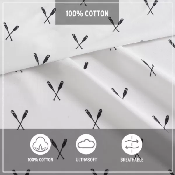 imageEddie Bauer  Full Sheets Cotton Percale Bedding Set Crisp amp Cool Home Decor Eddies Oar Blue FullFull Eddies Oar WhiteNavy