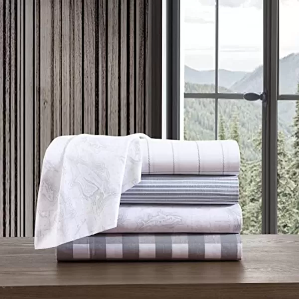 imageEddie Bauer  Full Sheets Cotton Percale Bedding Set Crisp amp Cool Home Decor Eddies Oar Blue FullFull Fish Atol WhiteGrey