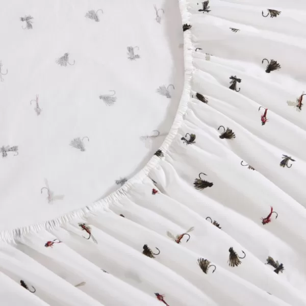 imageEddie Bauer  Full Sheets Cotton Percale Bedding Set Crisp amp Cool Home Decor Eddies Oar Blue FullFull Fishing Flies WhiteMulti