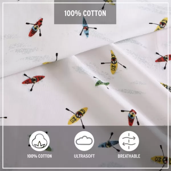 imageEddie Bauer  Full Sheets Cotton Percale Bedding Set Crisp amp Cool Home Decor Eddies Oar Blue FullFull Kayaks WhiteBlueRed